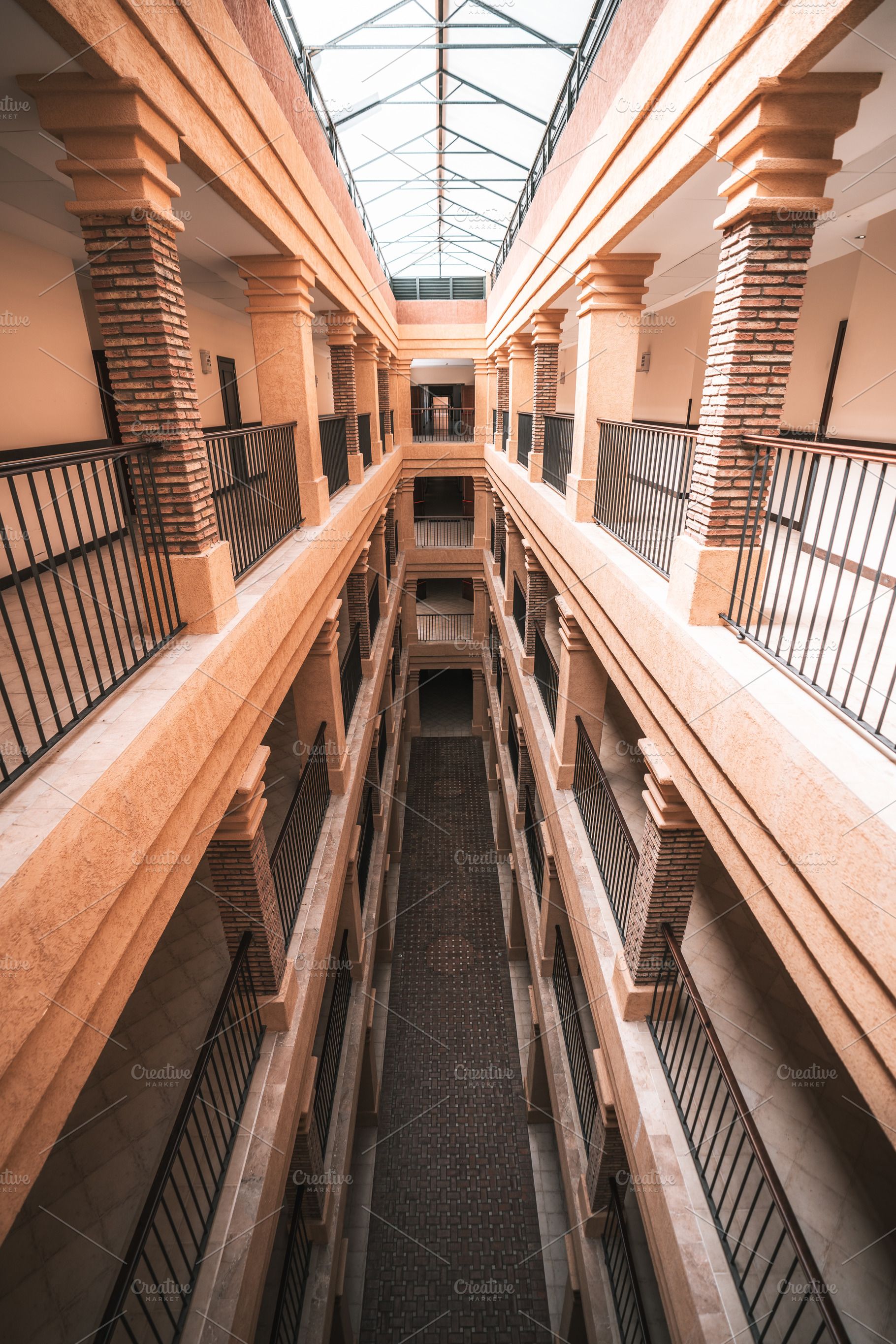 Symmetrical corridor with sunlight, an Architecture Photo by SkyNext
