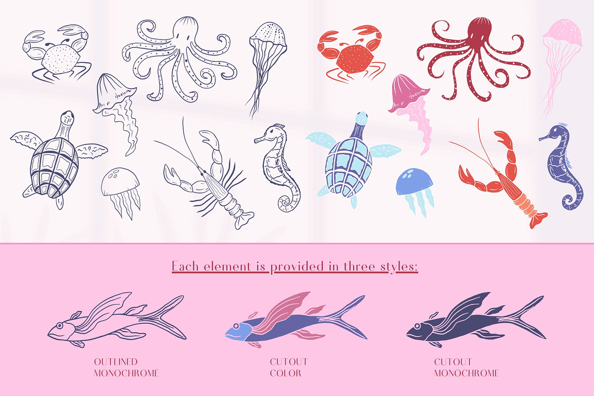 Hand-Drawn Marine Clipart & Patterns, a Decorative Illustration by CapriceMeDesigns (Photo 5 of 21)