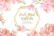 peach floral watercolor clip art, an Illustration by Sunflower Day Love (Thumbnail 1 of 4)
