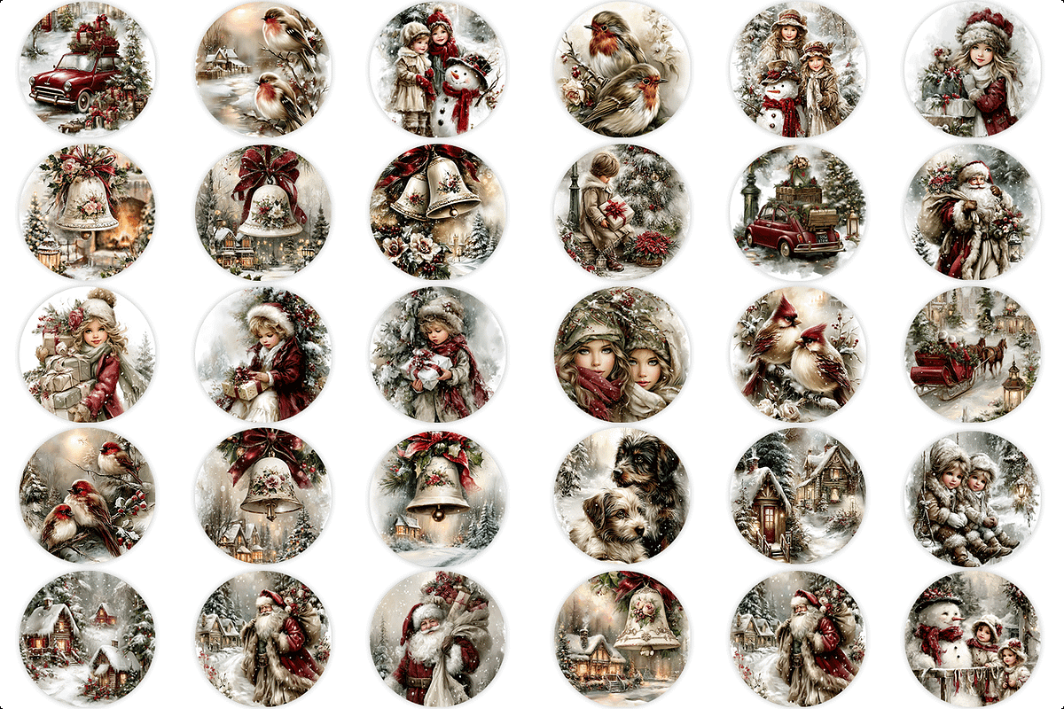 Vintage Christmas Ornament Bundle, a Print Template by Bijou Bay (Photo 2 of 3)