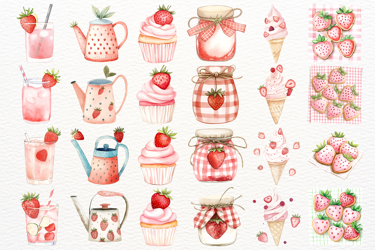 Sweet Strawberry PNG Summer Clipart, a Seasonal Illustration by SugarCloudStudioArt (Photo 6 of 7)