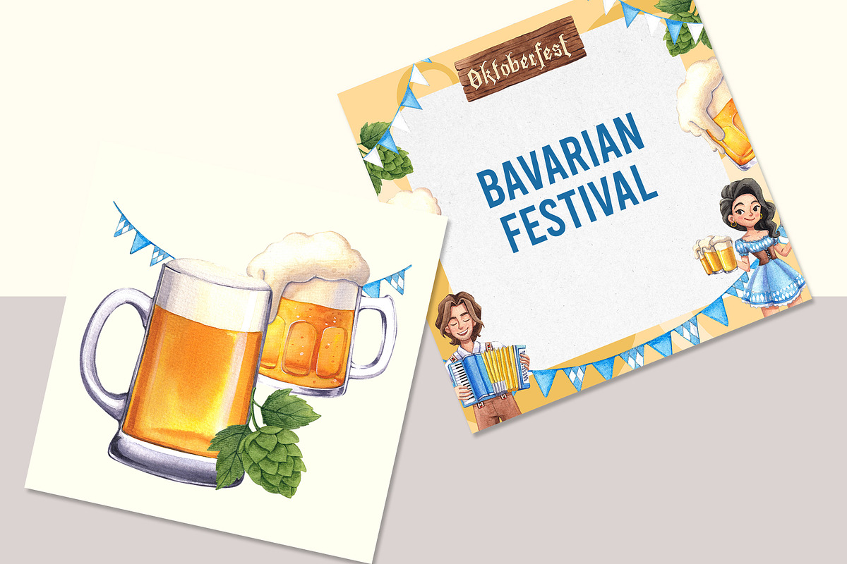 Bavarian Beer Festival Watercolor, a Food Illustration by CreativeValuation (Photo 8 of 12)