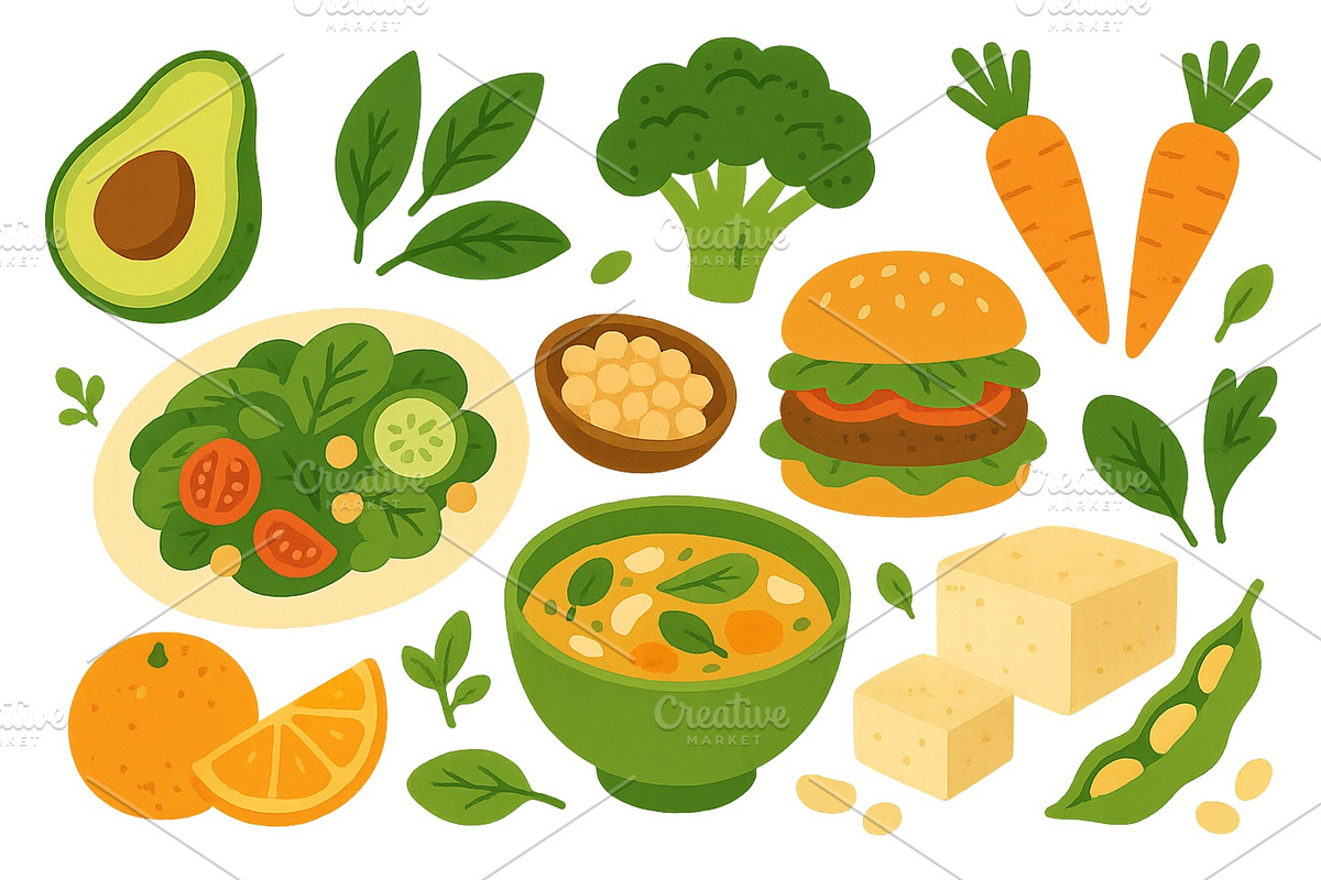 Colorful assortment of healthy food, a Food Illustration by ZinetroN