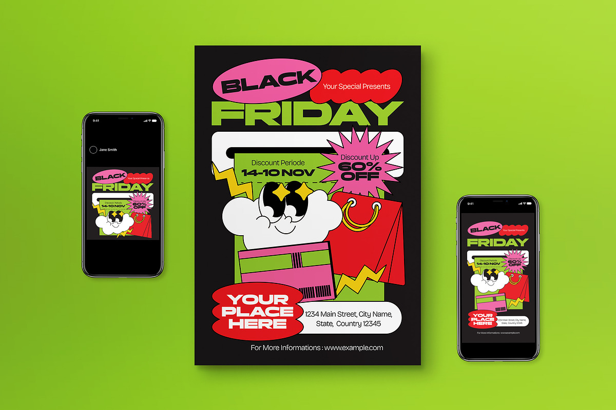 Black Green Black Friday Flyer Set, a Flyer Template by graphicook (Photo 1 of 3)