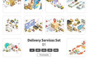 Delivery Services Set 01, a Work Illustration by AndriiStore