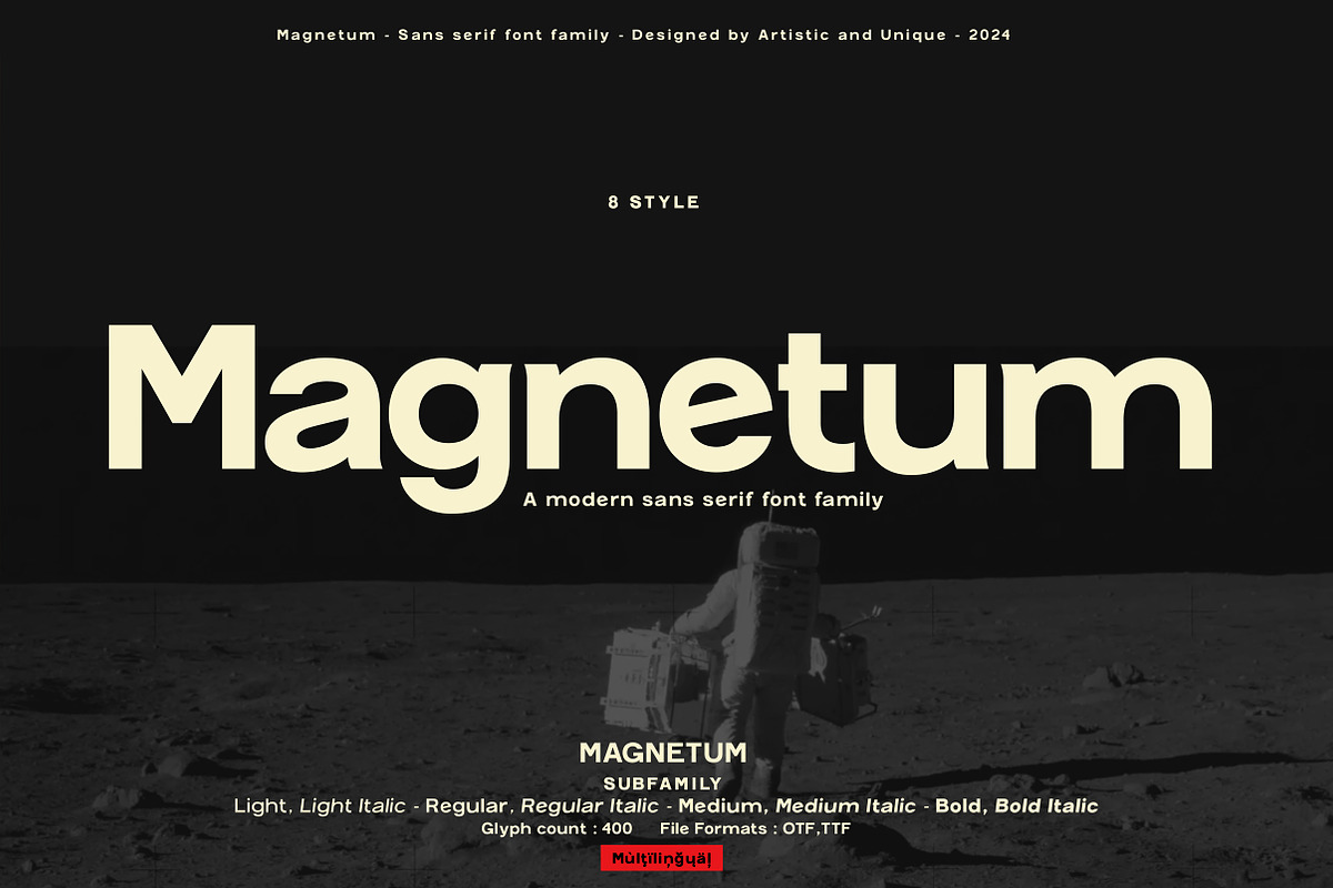 Magnetum - Sans serif font family, a Sans Serif Font by Artistic & Unique (Photo 1 of 15)