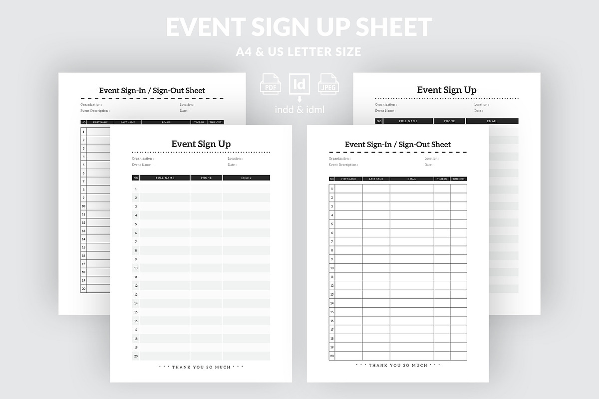 Event Sign Up Sheet, a Stationery Template by Amit Debnath (Photo 1 of 6)