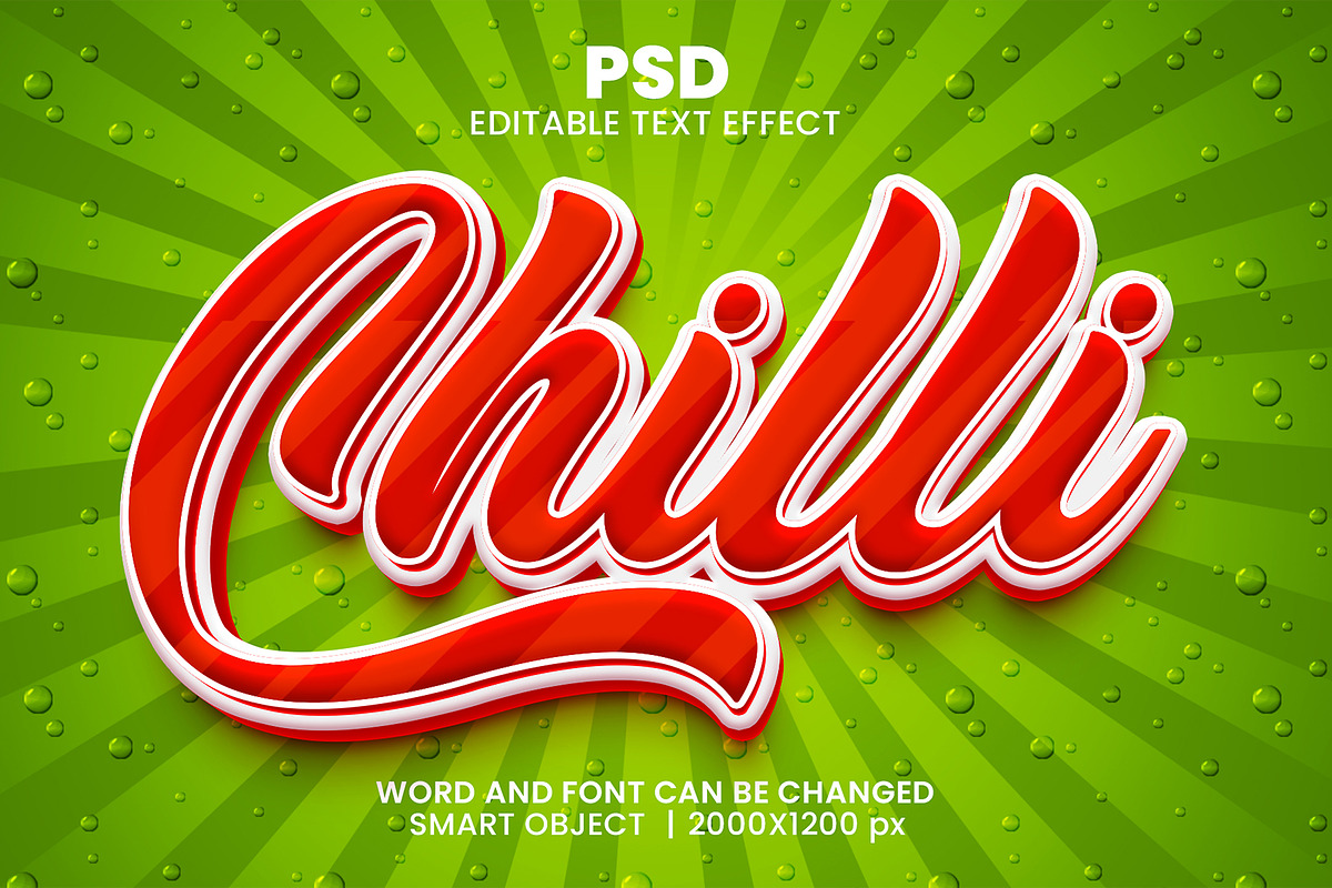 Chilli 3d Editable Text Effect Style, an Action Add-On by bdrobin (Photo 1 of 2)