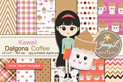 Kawaii Dalgona Coffee Digital Papers, a Pattern Graphic by JennyL Designs (Thumbnail 1 of 9)