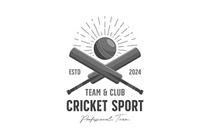 minimalistic cricket logo template v, a Branding & Logo Template by Pyruos ID