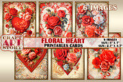 Valentines Floral Heart Valentine, a Seasonal Illustration by CraftArtStory (Thumbnail 1 of 3)