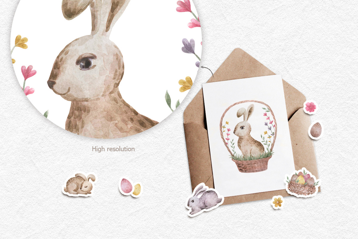 Watercolor easter clipart, an Illustration by CreativeByLu (Photo 2 of 15)