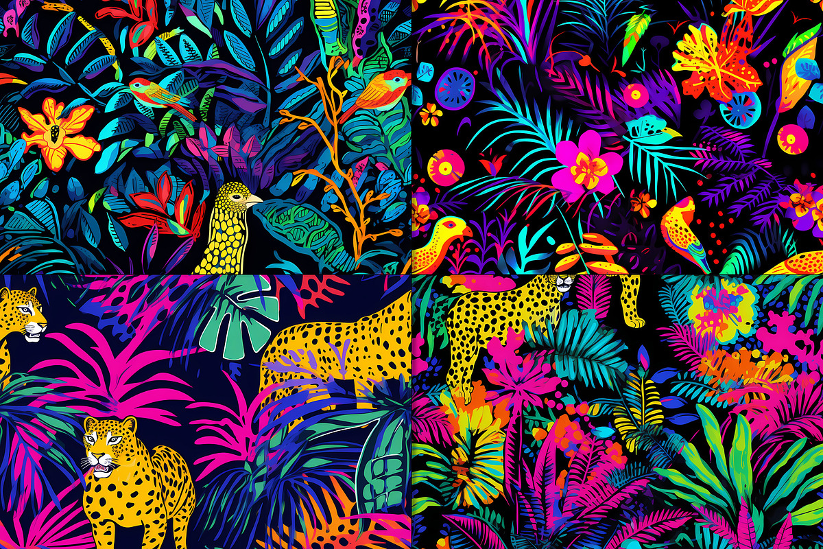 20 Seamless Neon Jungle Patterns, a Pattern Graphic by Nordic Design (Photo 8 of 9)