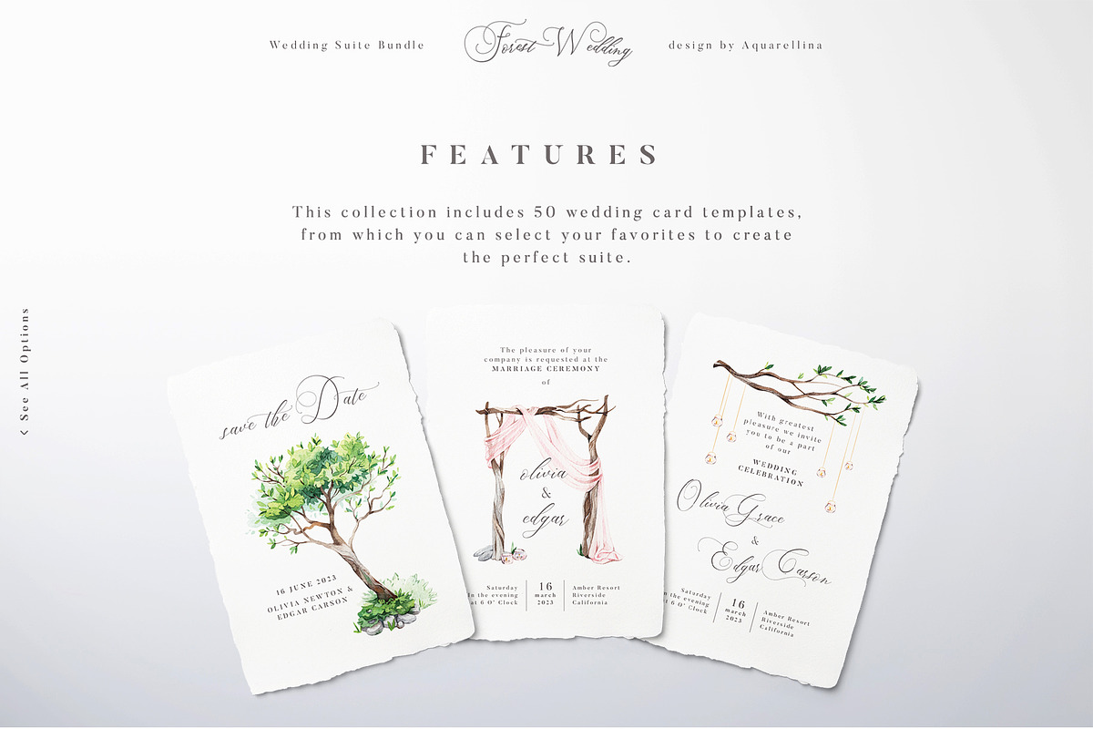 Forest Wedding Suite BUNDLE, an Invitation Template by Aquarellina (Photo 2 of 17)