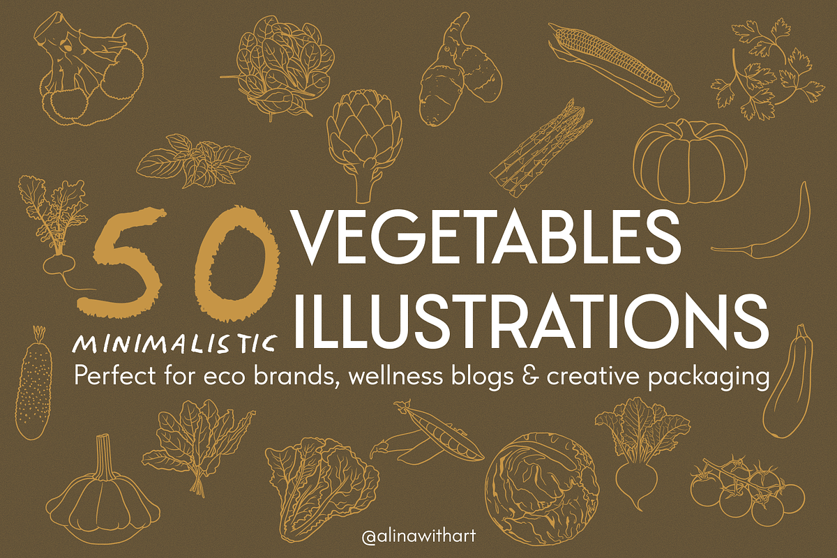 Minimal Veggie Illustrations, a Food Illustration by alinawithart (Photo 1 of 12)