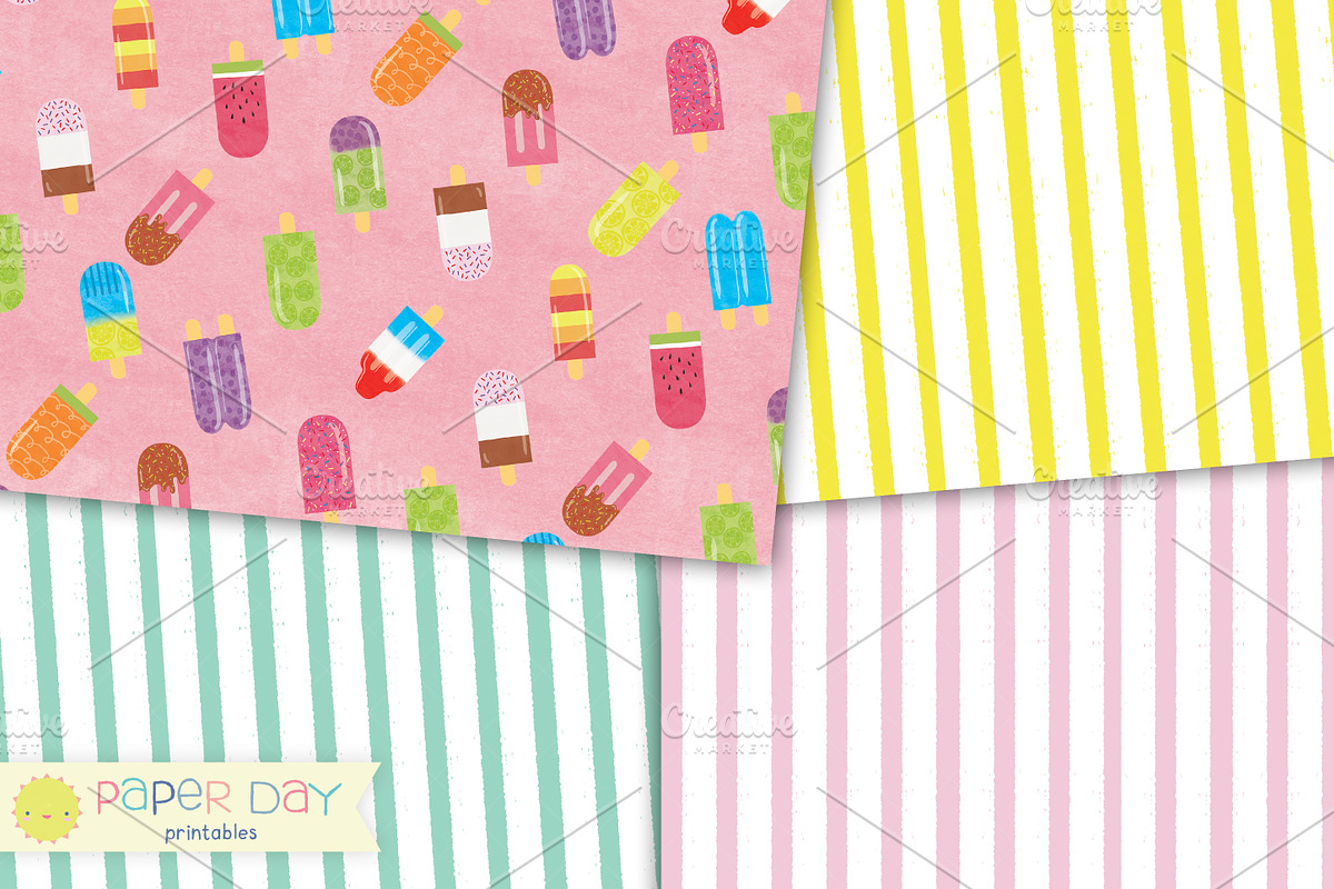 Ice Pop Paper Pack, a Texture Graphic by Paper Day Printables (Photo 3 of 4)