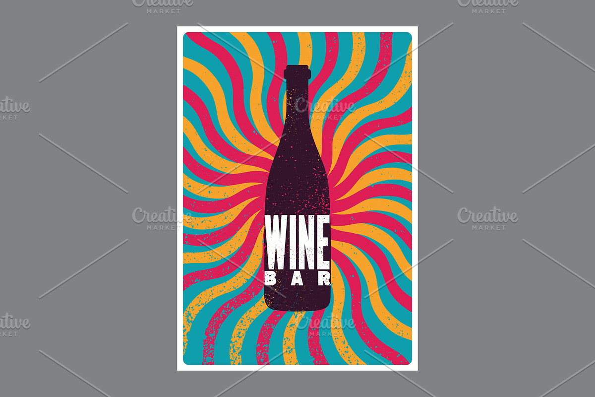 Wine Bar design vector poster set., a Food Illustration by PoPaShop (Photo 3 of 7)
