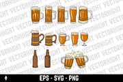 Vintage-style beer mugs, a Food Illustration by Vectorhight (Thumbnail 1 of 3)
