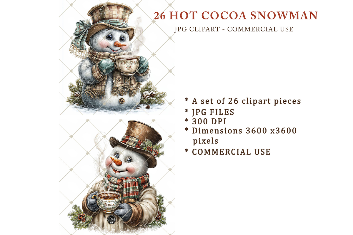 Hot Cocoa Snowman Clipart JPG, an Illustration by Memories By Lea (Photo 8 of 10)