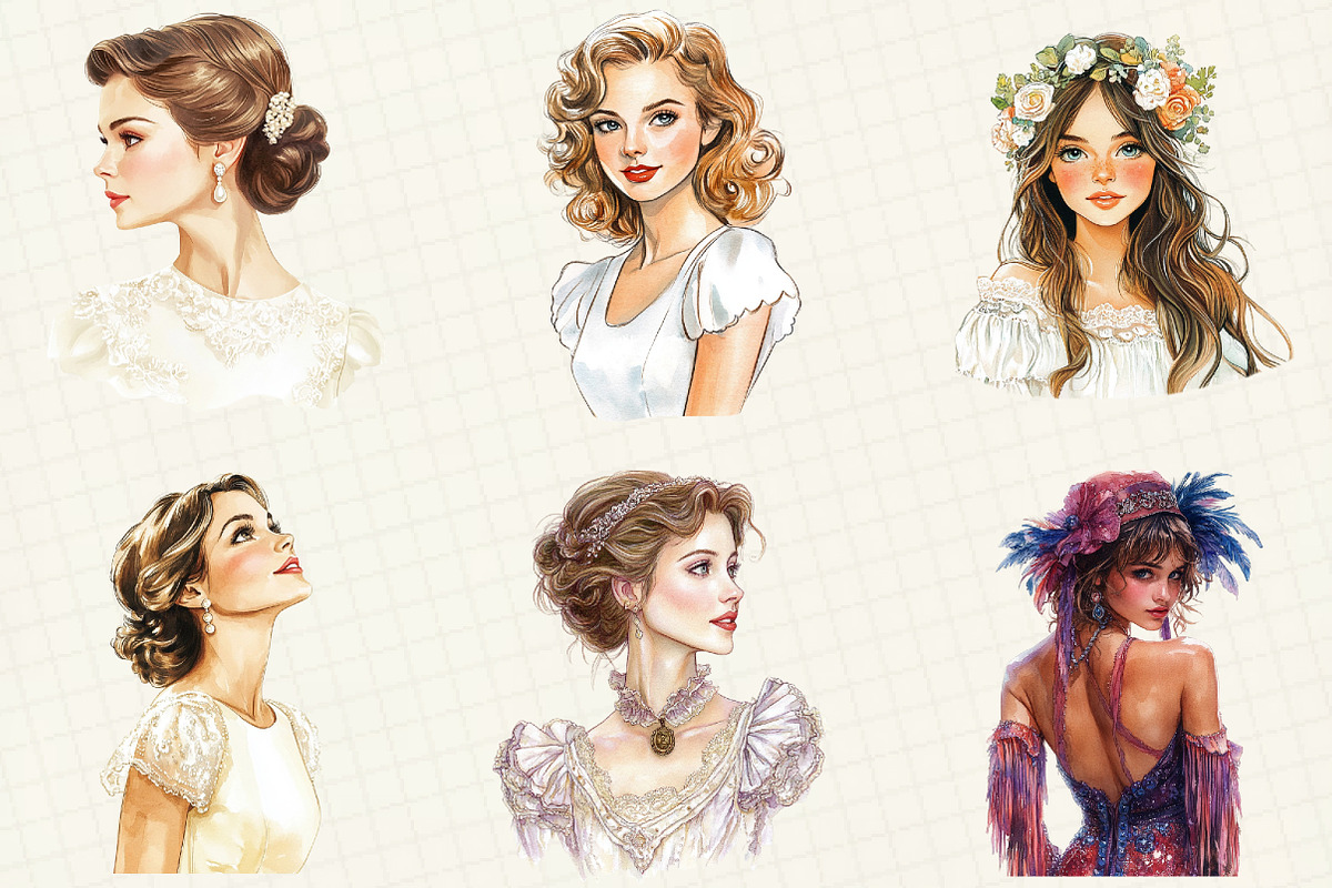 Wedding Retro Girl Clipart, an Illustration by OK Design (Photo 2 of 5)