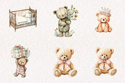 Watercolor Teddy Bear Clipart, a Seasonal Illustration by CreationArt (Thumbnail 2 of 7)