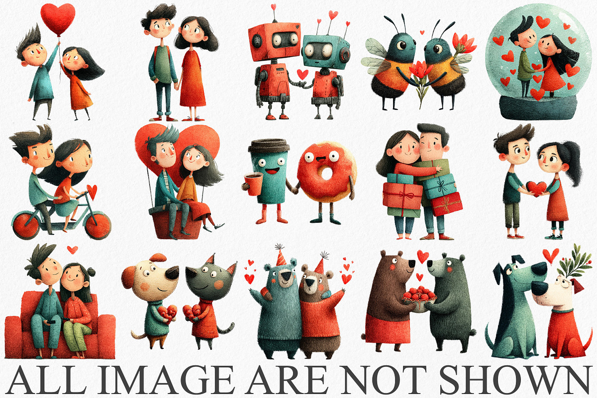 Funny Valentine’s Couples Clipart, an Illustration by Canvas Craft (Photo 3 of 6)