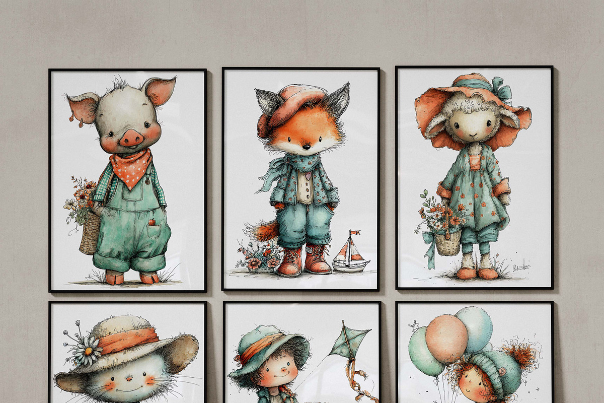 Whimsical Summer Woodland Animals, an Illustration by one-touch (Photo 6 of 13)