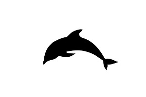 black silhouette of a dolphin., an Illustration by skaira9