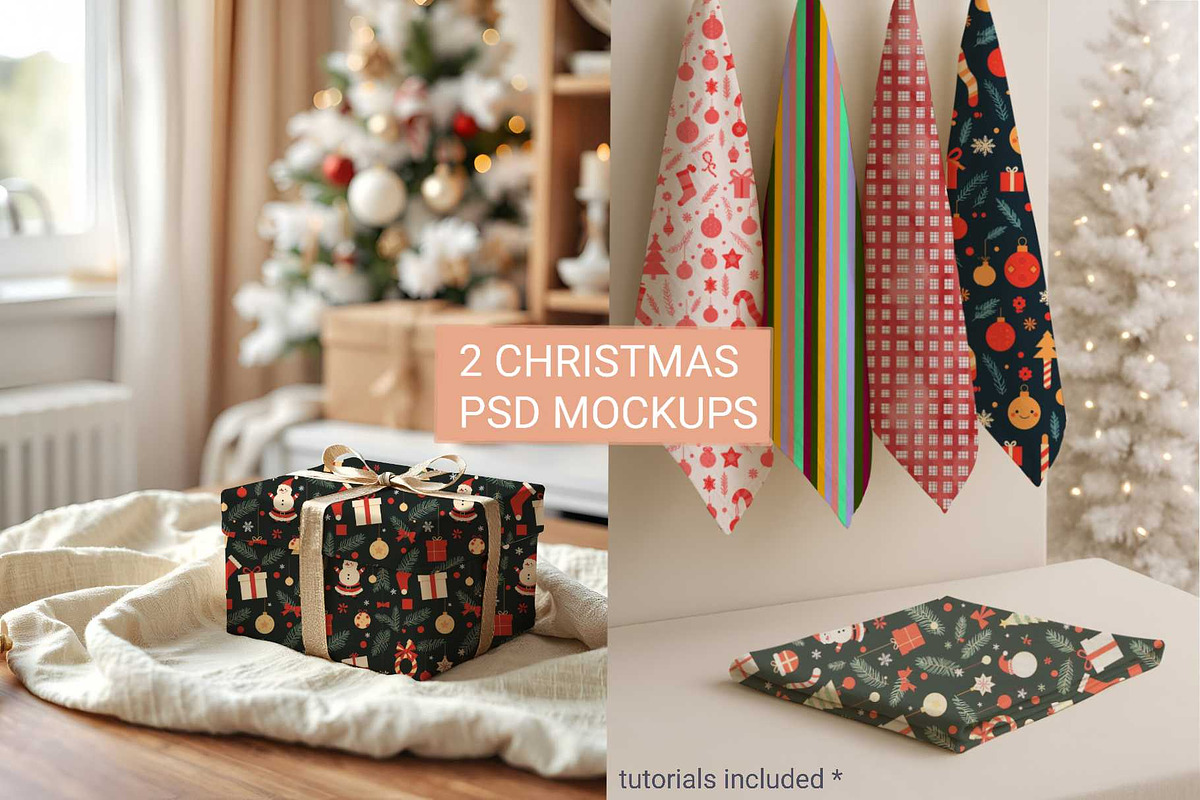 Two Christmas MOCKUPS BUNDLE PSD, a Merchandise Mockup by jenartstudio (Photo 2 of 2)