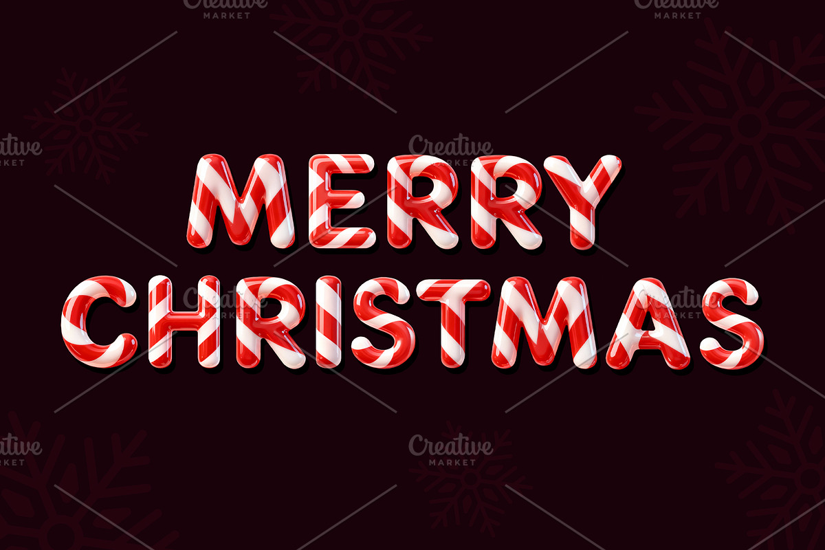 Christmas Candy Cane Alphabet, a Seasonal Illustration by Elen_Art (Photo 3 of 3)