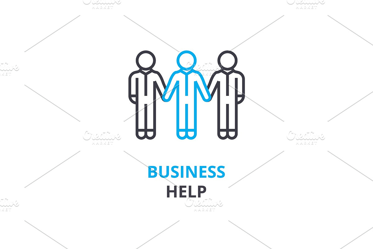 Business help concept , outline icon, linear sign, thin line pictogram ...