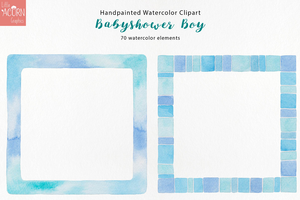 Watercolor Babyshower boy in blue, a Texture Illustration by LittleAcornGraphics (Photo 8 of 11)