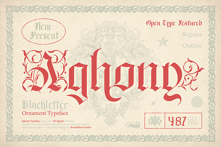Aghony, a Blackletter Font by Burntilldead