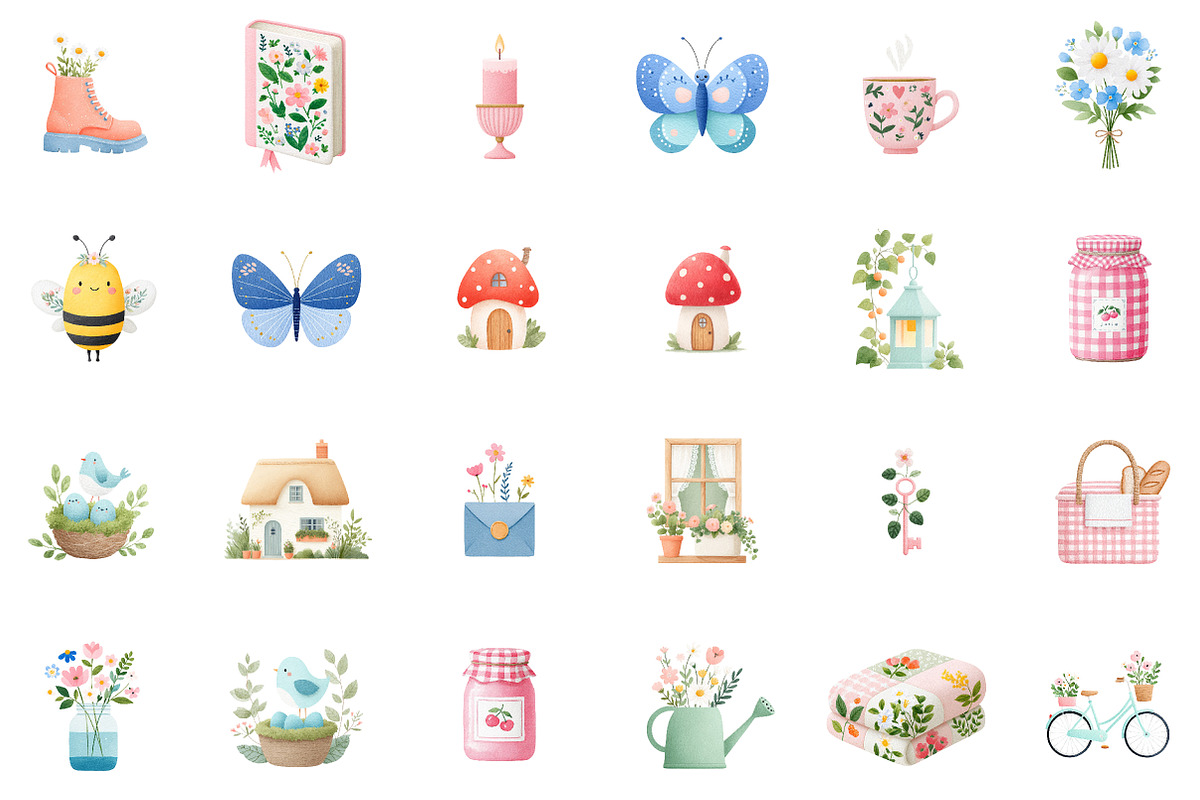 Whimsical Cottagecore Clipart Set, an Illustration by Sublimation Artist (Photo 2 of 6)