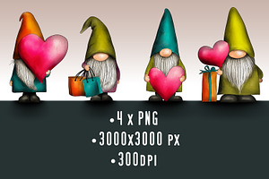 Hand Drawn Cute Gnomes Isolated