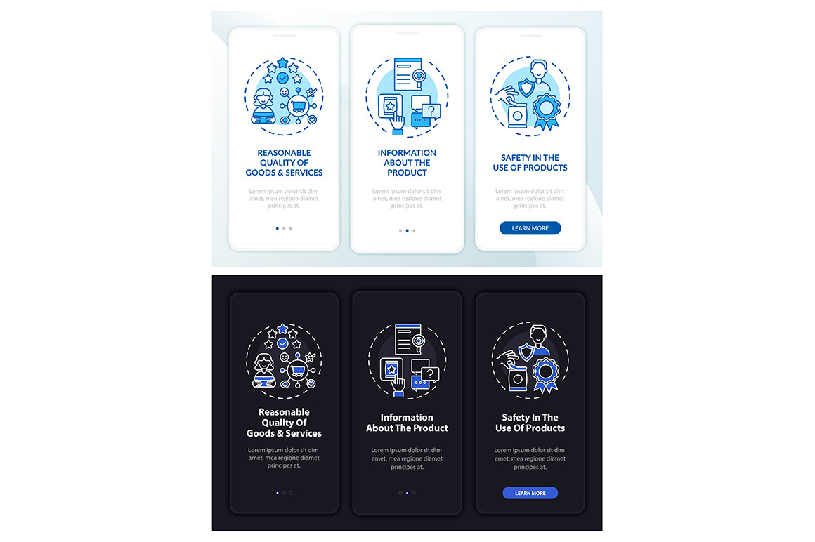 Basic client rights mobile app pages, a Templates & Theme by IMG Visuals