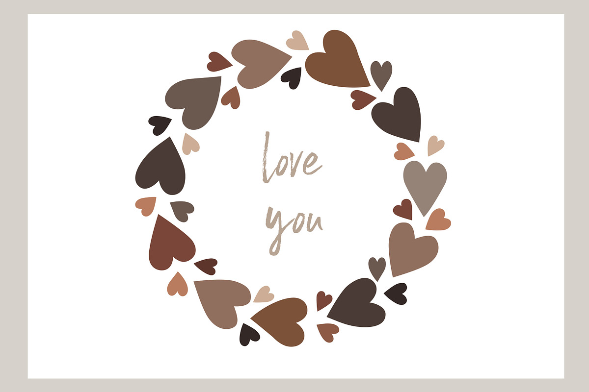 Cute Round Frames with Brown Hearts, an Object Graphic by Naty Art (Photo 2 of 6)