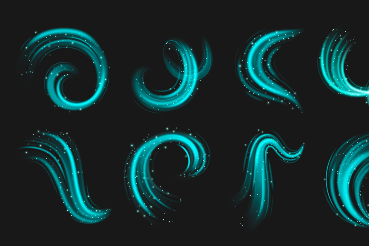 Magic light turquoise swirls with, an Object Illustration by art PVP - market (Photo 3 of 3)