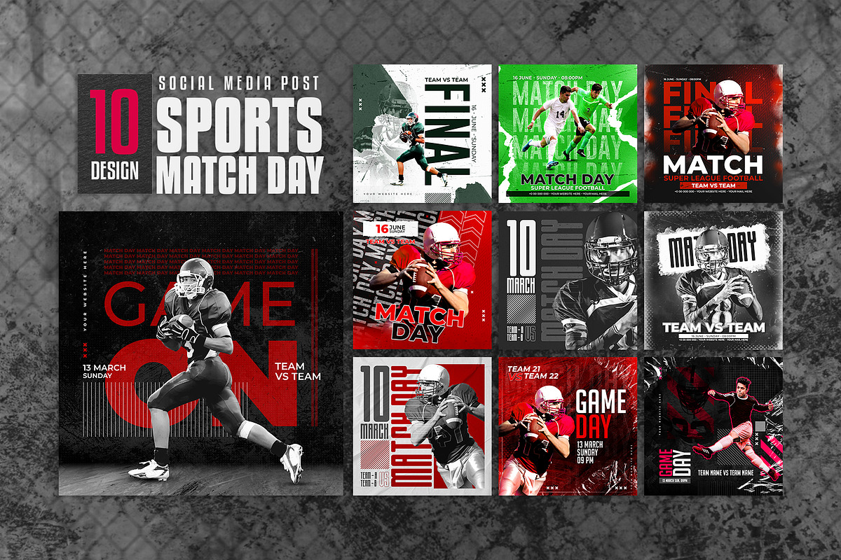 Match day social media flyers, a Social Media Template by Tanmoy Topu (Photo 1 of 11)