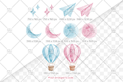 Pink and Blue Clouds Clipart, a Decorative Illustration by greywalnutstudio (Thumbnail 3 of 3)