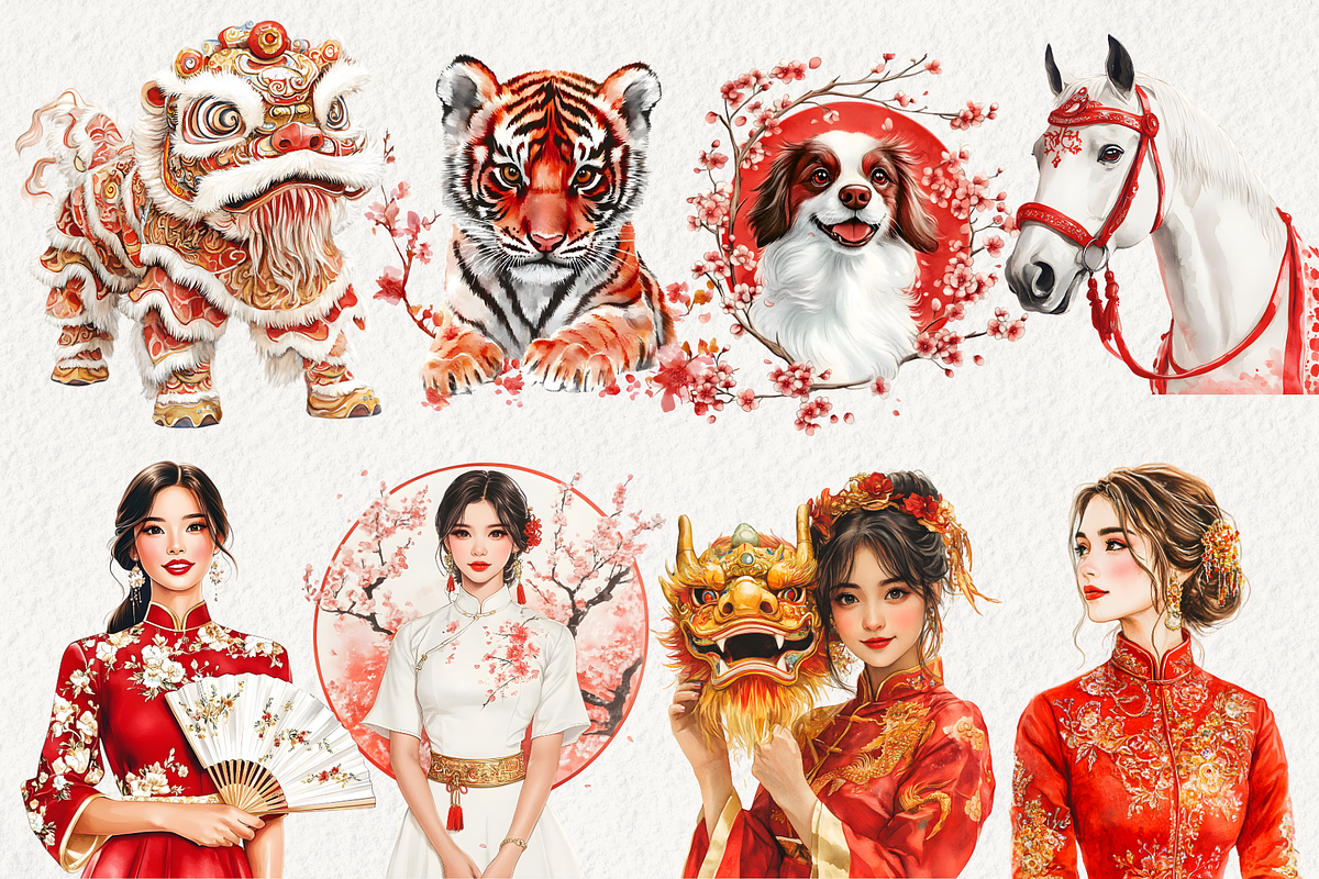 Chinese New Year Clipart, an Illustration by NadiaTheronArt (Photo 3 of 4)