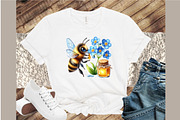 Summer Bees With Flowers Clipart, an Illustration by Sublimation Artist (Thumbnail 4 of 6)