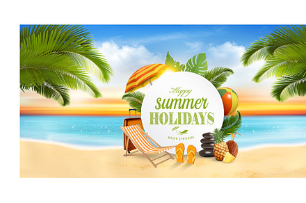 Summer vacation panorama. Vector