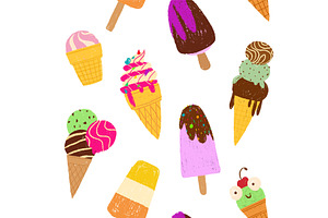 Crayon ice cream seamless pattern, a Food Illustration by art PVP - market