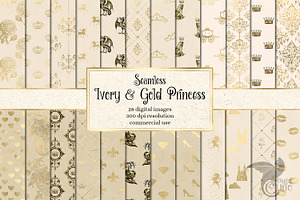 Ivory & Gold Princess Digital Paper