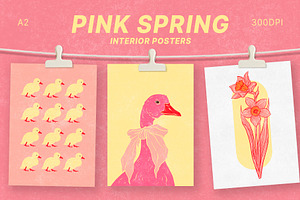 PINK SPRING dopamine Posters Set, a Poster Template by Garden in frame