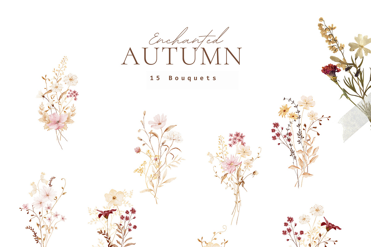 Autumn Watercolor Wildflowers, a Decorative Illustration by Altea Design Studio (Photo 6 of 11)