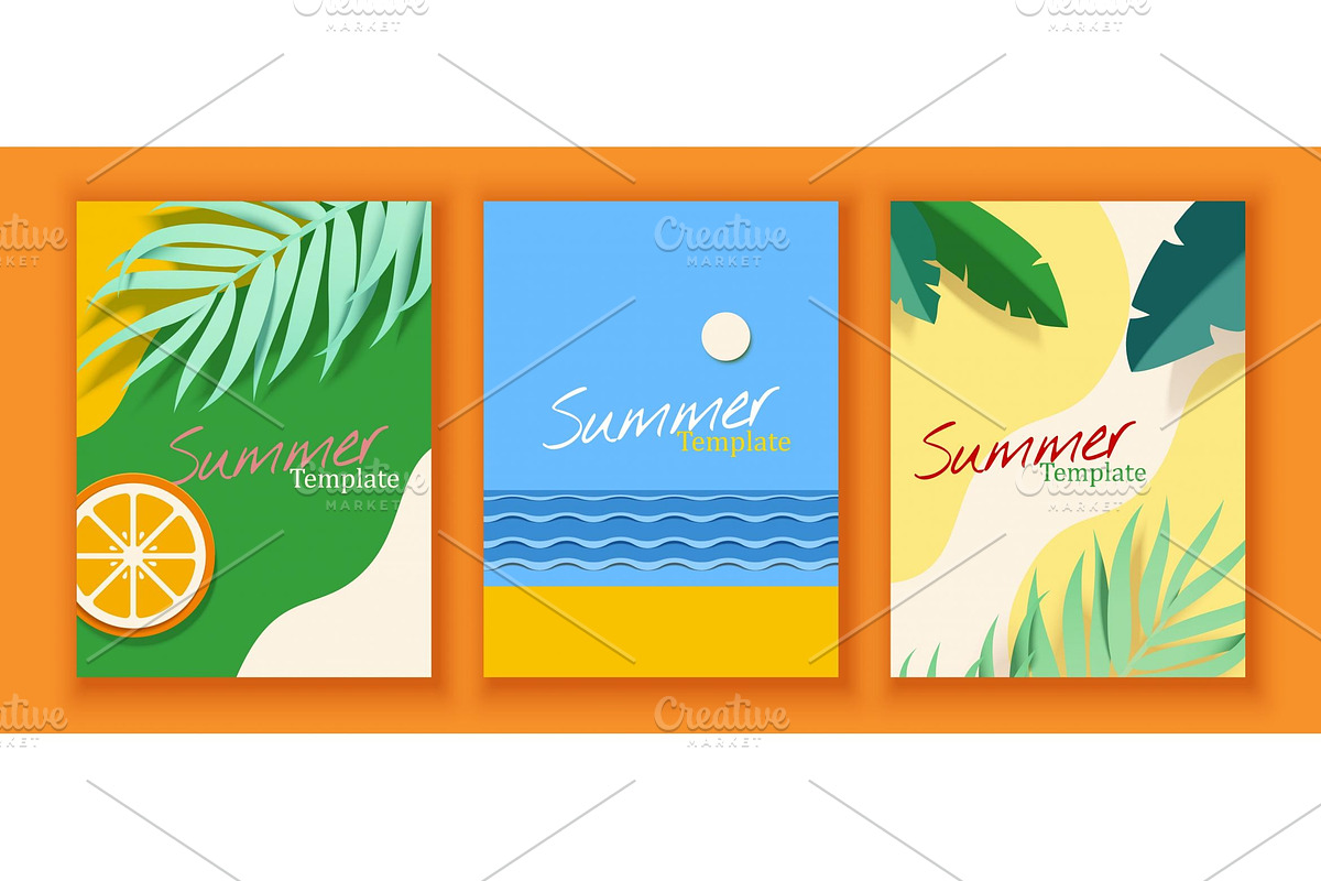 Paper Art Summer Poster Templates, a Poster Template by TotallypicRF