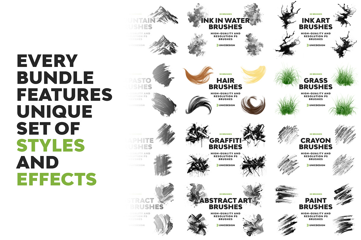 All Brushes Bundle 8000+ (1.0.3), a Brush Add-On by UnicDesign (Photo 3 of 6)