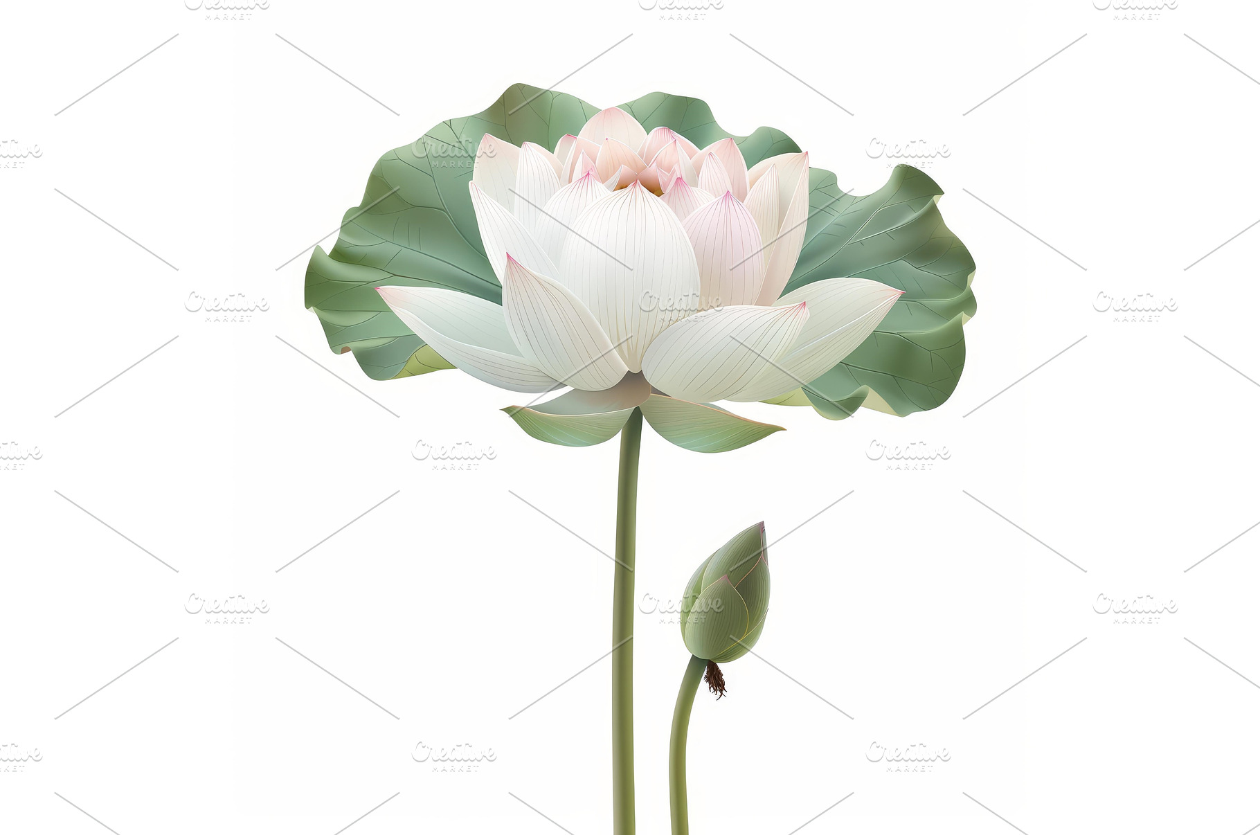 Blooming white lotus flower with, a Nature Photo by Ylivdesign